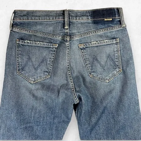 Blue High Rise Distressed Jeans with Slim Fit